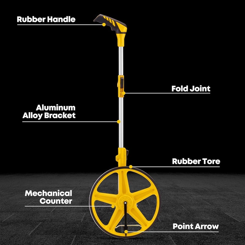 SILVEL 12 Inch Measuring Wheel, MAX9999FT Measuring Wheel in Feet and Inches, One key to Zero Rolling Tape Measuring Wheels, yellow - Image 3